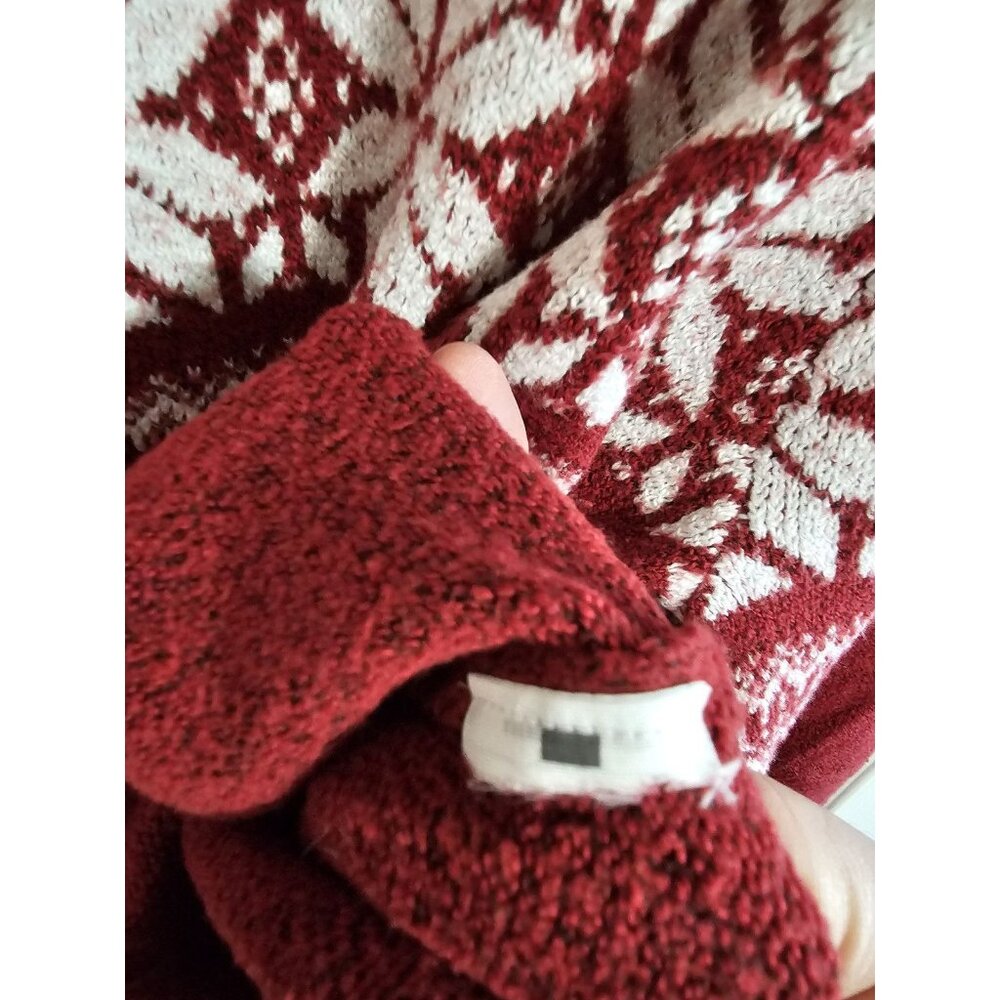Abercrombie & Fitch Women’s Large Red Fair Isle Mock Neck Knit Sweater Preppy - Picture 5 of 7